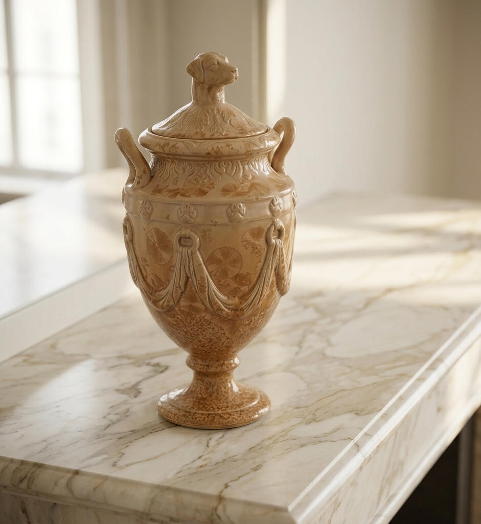 Tan Dog Marble Mantle